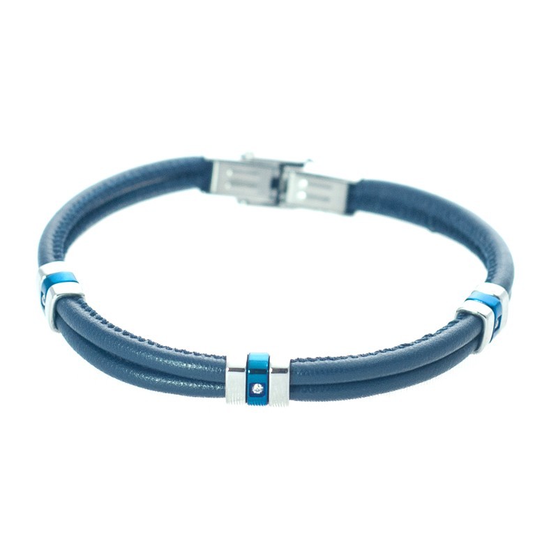 Bracciale Uomo in Pelle Blu